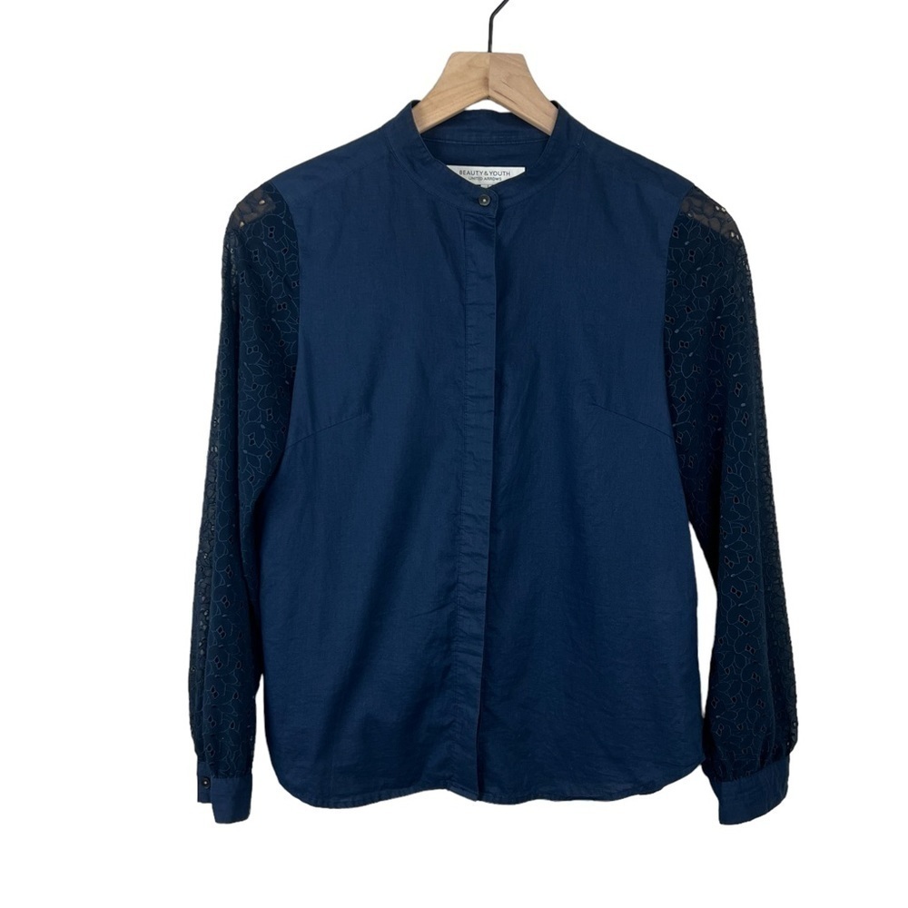 Beauty & Youth United Arrows Eyelet Sleeve Button Front Shirt